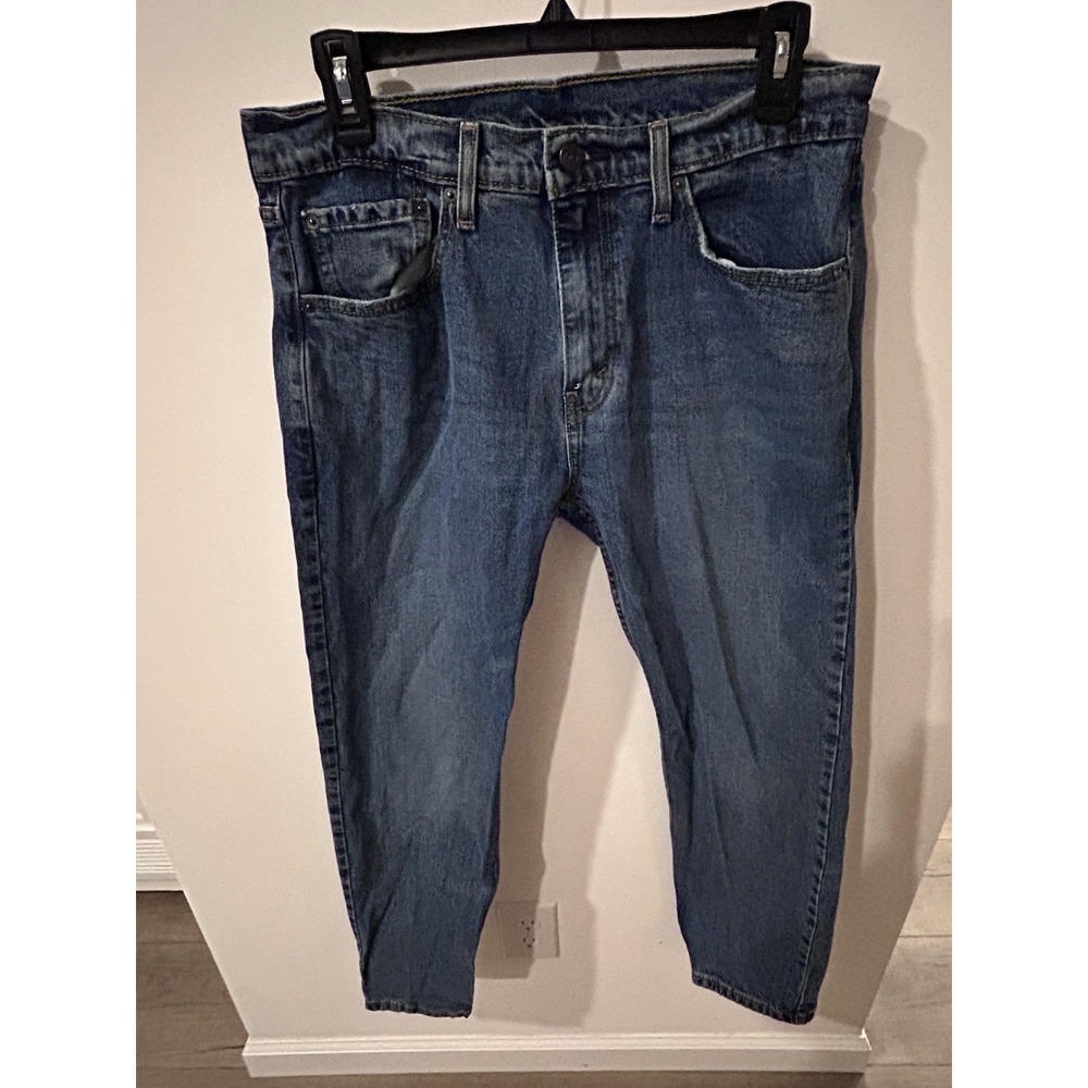 Levi's 505 Straight Blue Denim Jeans Medium Wash 5-Pocket Button Men's 32x30